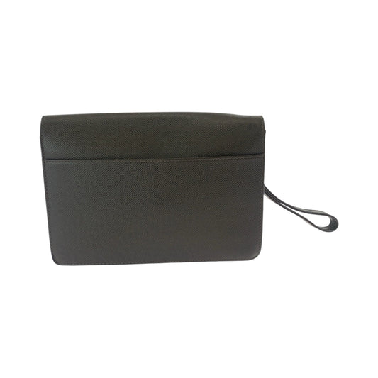 LOUIS VUITTON business bag M30786 Taiga Brown Silver Metal business bag clutch bag Taiga Selenga mens Used Authentic