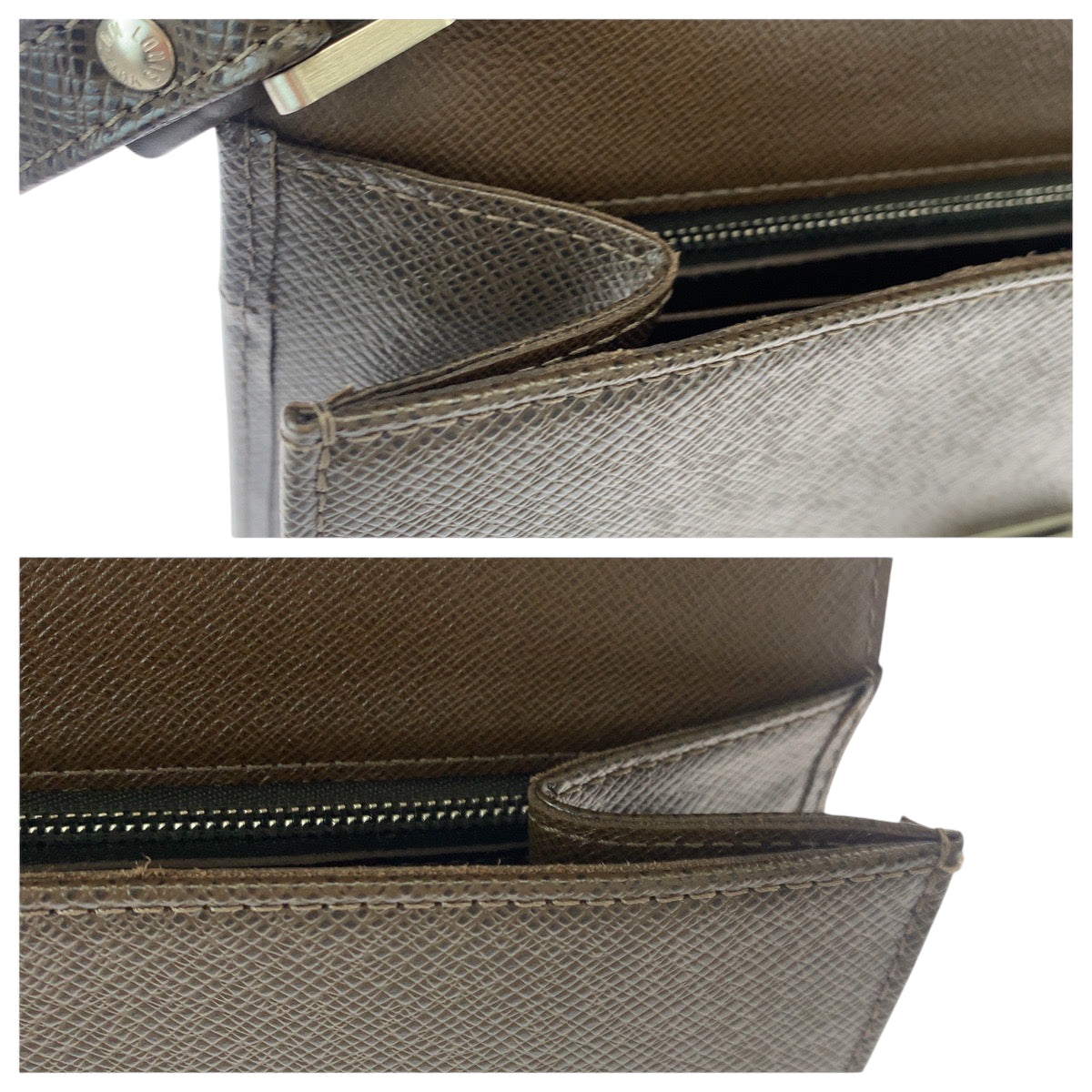 LOUIS VUITTON business bag M30786 Taiga Brown Silver Metal business bag clutch bag Taiga Selenga mens Used Authentic