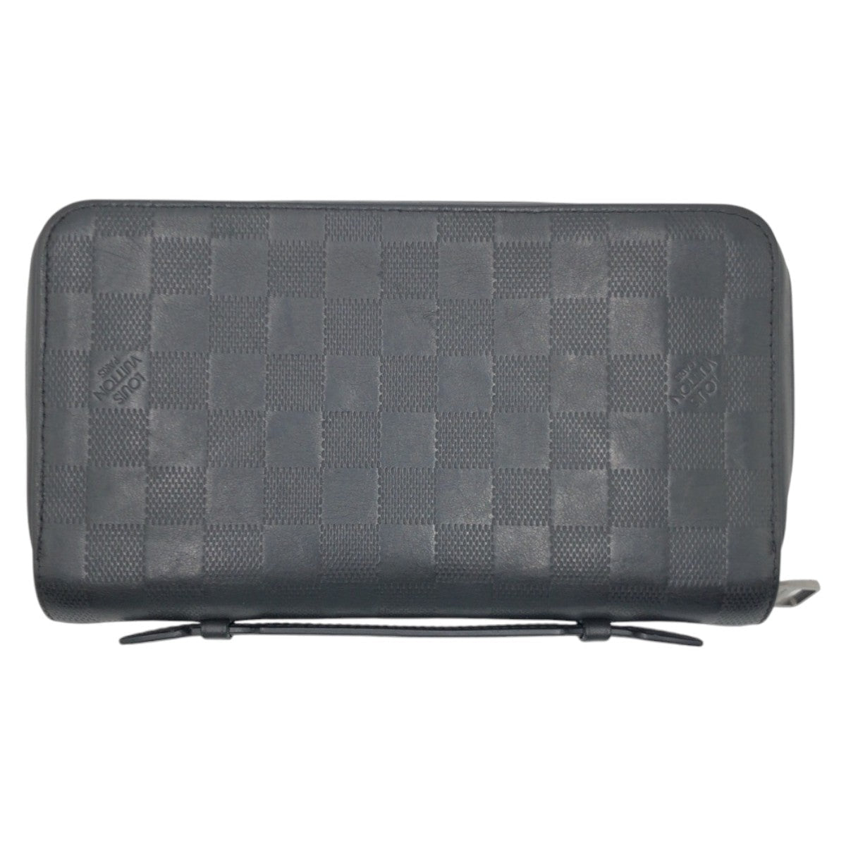 LOUIS VUITTON Long Wallet Purse N61254 PVC Black black Long Wallet Purse Long wallet business bag Damier Anfini Zippy XL mens Used Authentic