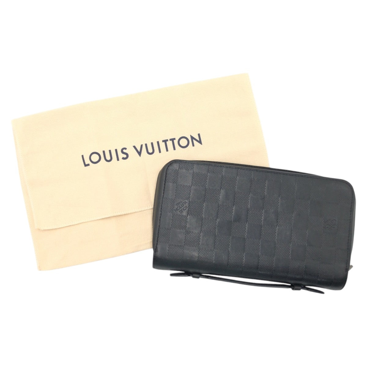 LOUIS VUITTON Long Wallet Purse N61254 PVC Black black Long Wallet Purse Long wallet business bag Damier Anfini Zippy XL mens Used Authentic