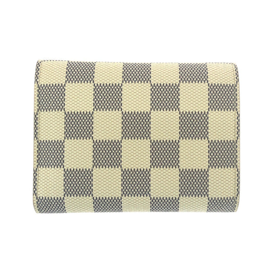 LOUIS VUITTON Tri-fold wallet N64022 PVC Beige Ivory Gold Metal Tri-fold wallet Compact wallet Damier Azur Portefeuille Victorine Women Used Authentic