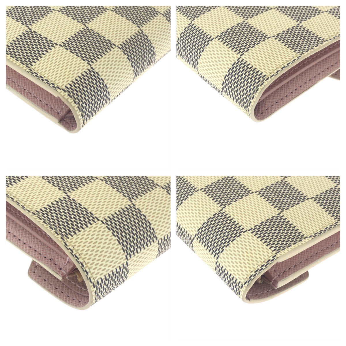LOUIS VUITTON Tri-fold wallet N64022 PVC Beige Ivory Gold Metal Tri-fold wallet Compact wallet Damier Azur Portefeuille Victorine Women Used Authentic