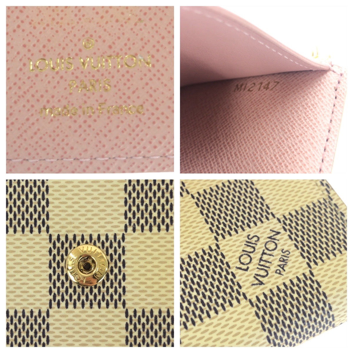 LOUIS VUITTON Tri-fold wallet N64022 PVC Beige Ivory Gold Metal Tri-fold wallet Compact wallet Damier Azur Portefeuille Victorine Women Used Authentic