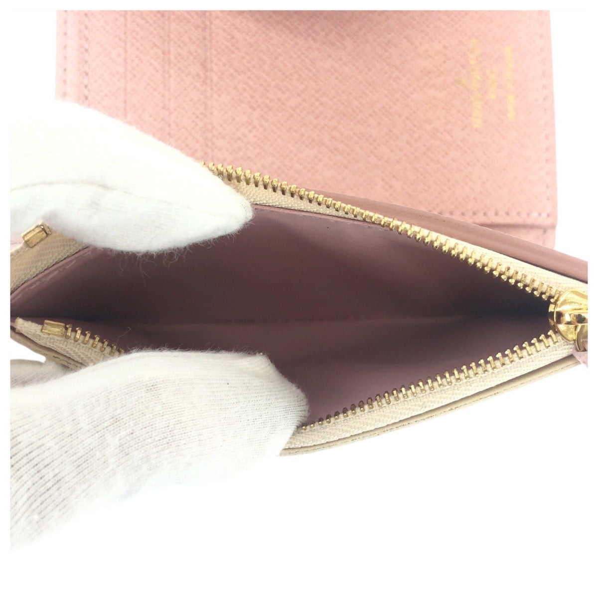 LOUIS VUITTON Tri-fold wallet N64022 PVC Beige Ivory Gold Metal Tri-fold wallet Compact wallet Damier Azur Portefeuille Victorine Women Used Authentic