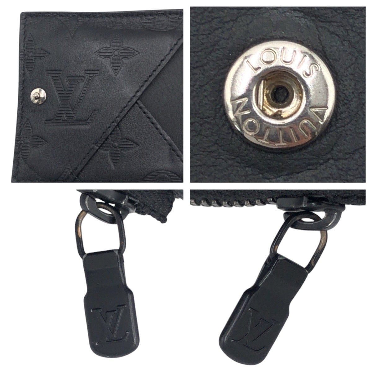 LOUIS VUITTON Coin case M82526 leather Black black Coin case Coin Pocket Compact wallet Monogram hybrid wallet mens(Unisex) Used Authentic