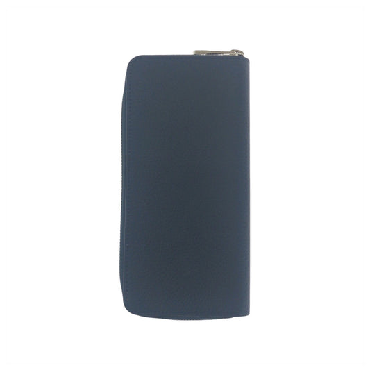 LOUIS VUITTON Long Wallet Purse M58865 leather Navy Blue Silver Metal Long Wallet Purse Taurillon Clemence Zippy Wallet Vertical mens Used Authentic