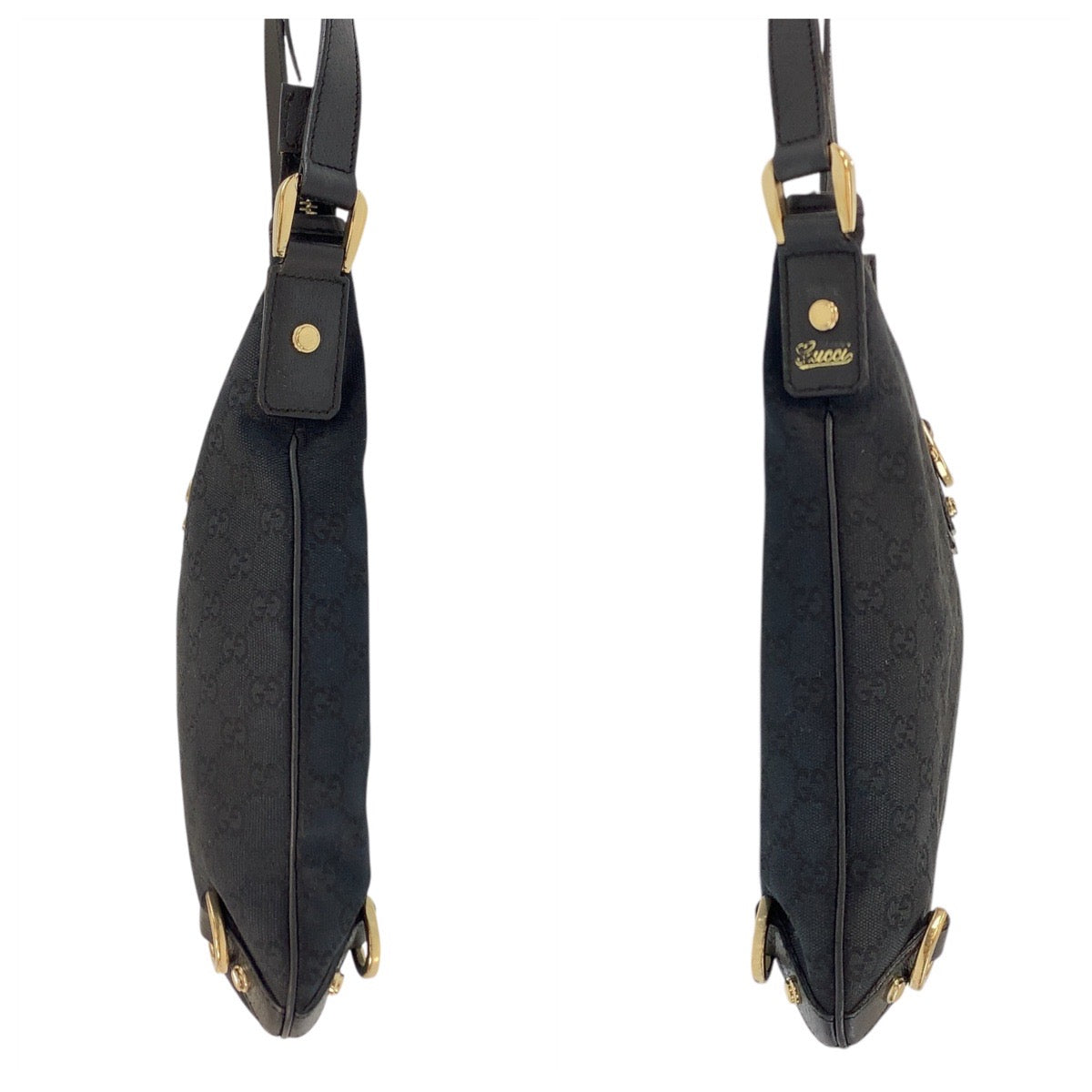 GUCCI Shoulder Bag 131326 GG canvas, leather Black GoldMetal Shoulder Bag Messenger bag Abbey Women Used Authentic