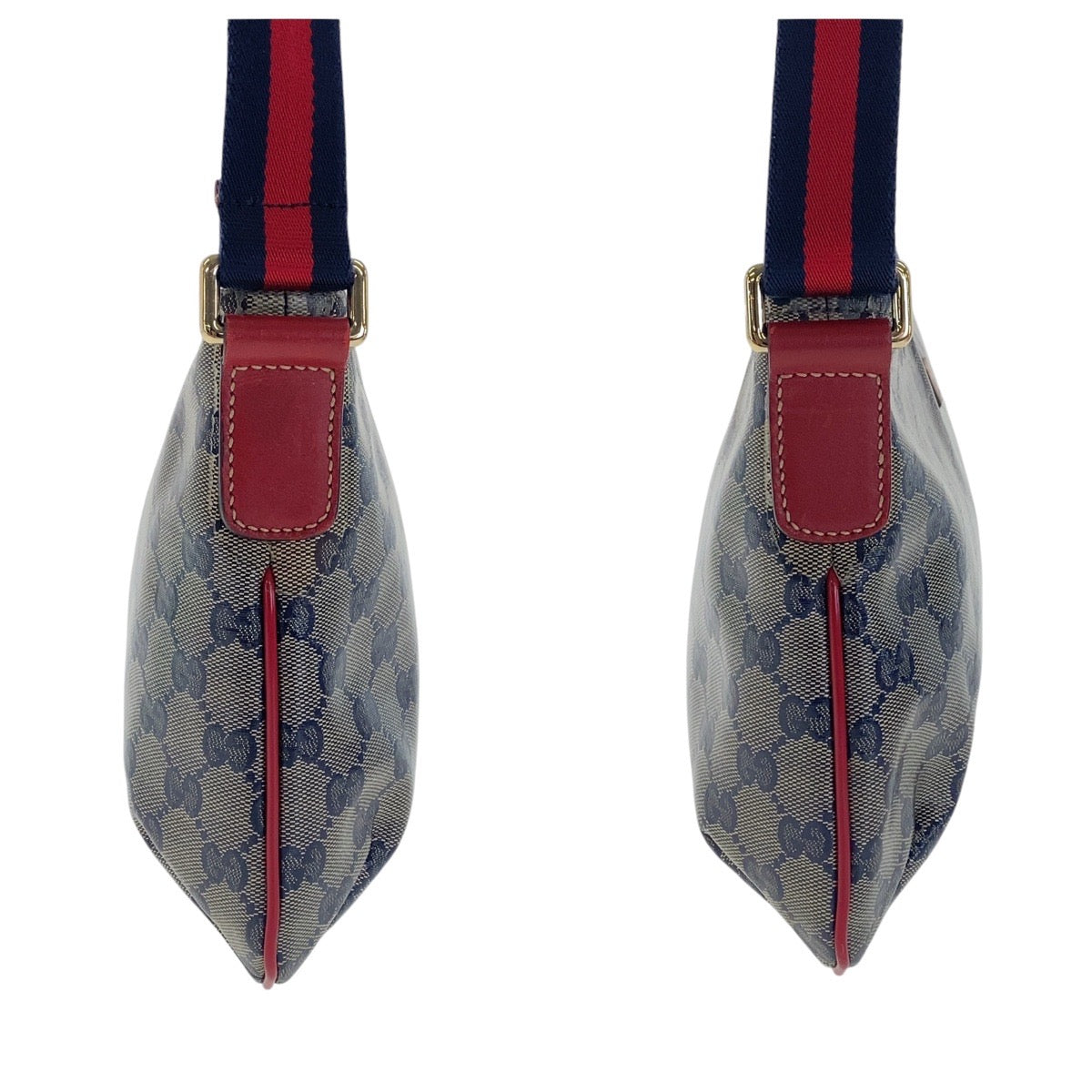 GUCCI Shoulder Bag 189749 Coated canvas Navy Red Gold Metal Crossbody Shoulder Bag Sherry line GG crystal Women(Unisex) Used Authentic