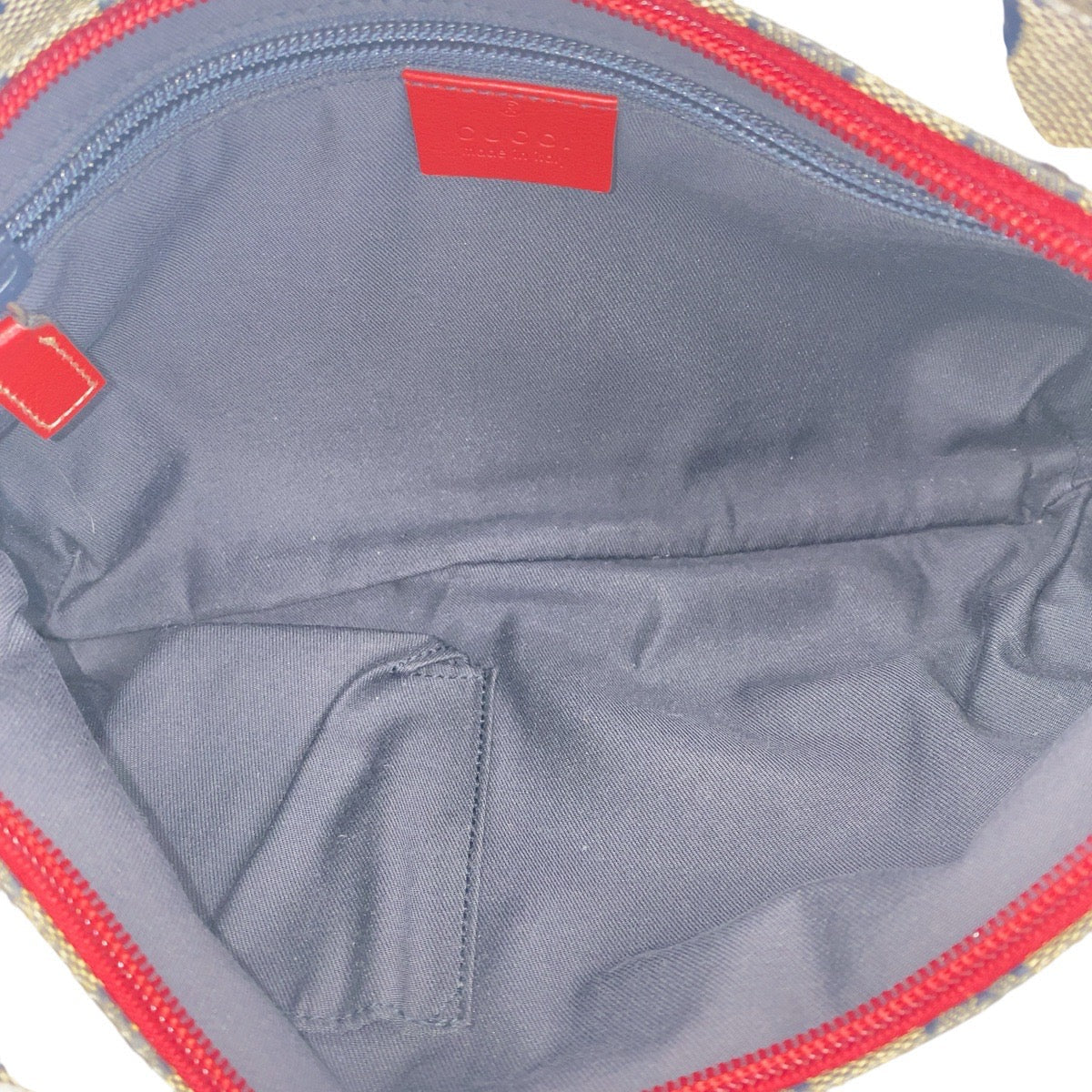 GUCCI Shoulder Bag 189749 Coated canvas Navy Red Gold Metal Crossbody Shoulder Bag Sherry line GG crystal Women(Unisex) Used Authentic