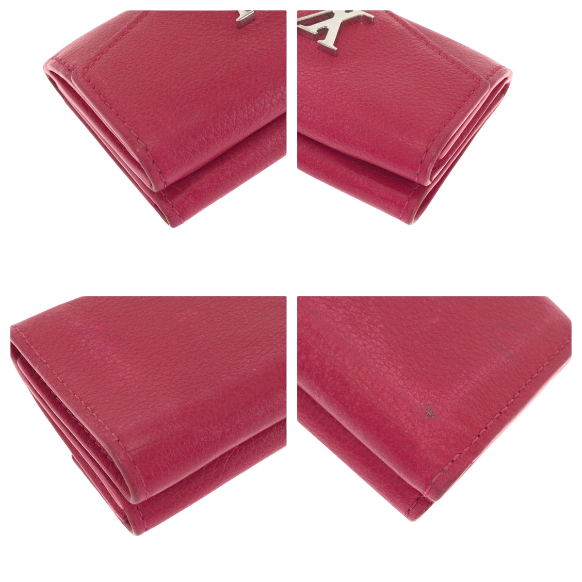 LOUIS VUITTON Tri-fold wallet M67858 leather Pink SilverMetal Folding wallet Compact wallet Portefeuille Rock Mini Women Used Authentic
