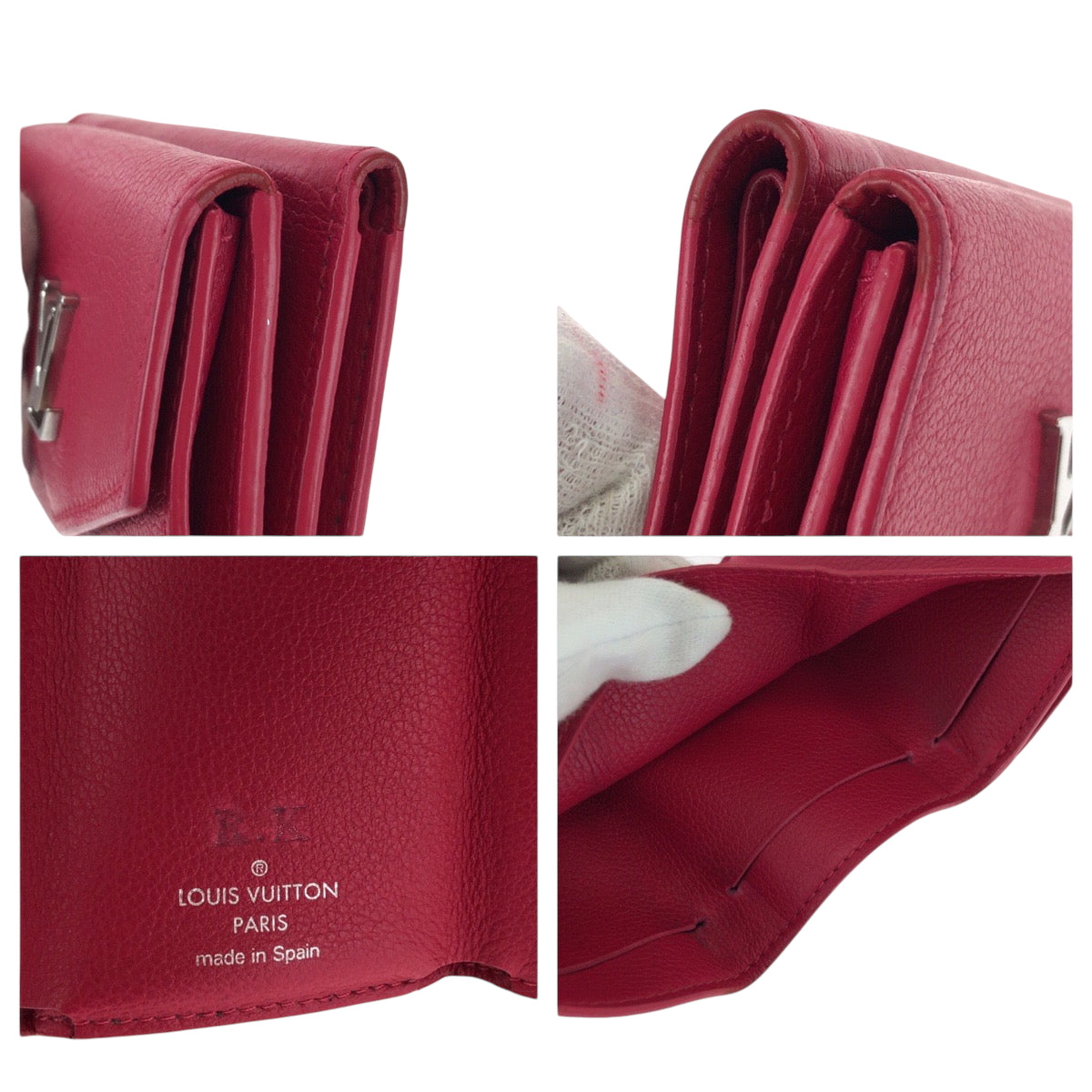 LOUIS VUITTON Tri-fold wallet M67858 leather Pink SilverMetal Folding wallet Compact wallet Portefeuille Rock Mini Women Used Authentic