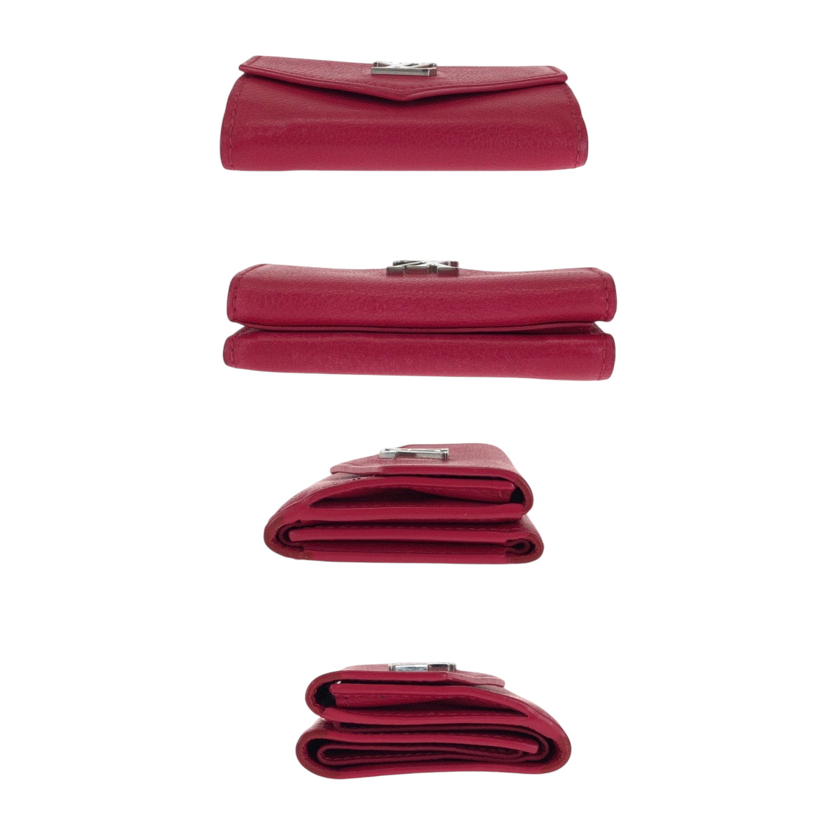 LOUIS VUITTON Tri-fold wallet M67858 leather Pink SilverMetal Folding wallet Compact wallet Portefeuille Rock Mini Women Used Authentic