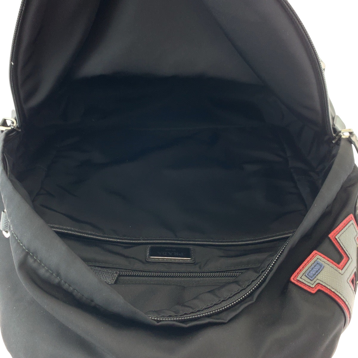PRADA Backpack 2VZ135 Nylon Black Black Multicolor SilverMetal Backpack Backpack Test Logo patch mens Used Authentic