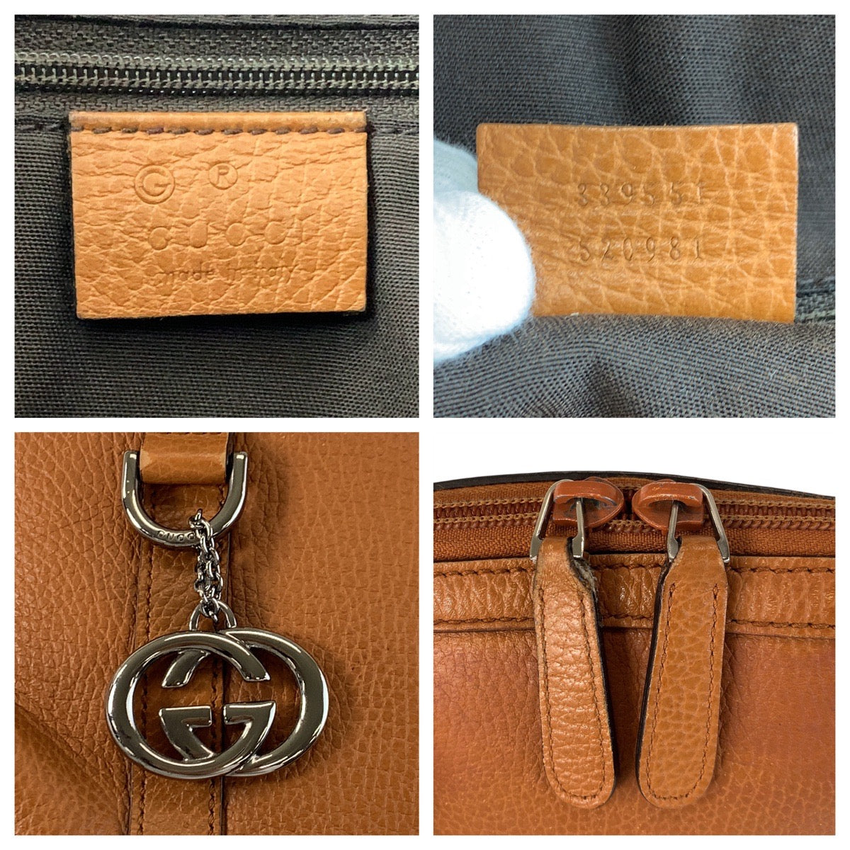 GUCCI Tote Bag 339551 leather Brown Camel SilverMetal Tote Bag Shoulder Bag 2way GG Marmont Women Used Authentic