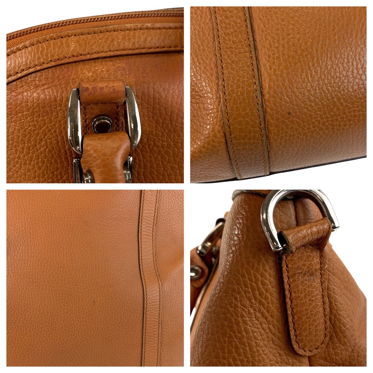 GUCCI Tote Bag 339551 leather Brown Camel SilverMetal Tote Bag Shoulder Bag 2way GG Marmont Women Used Authentic