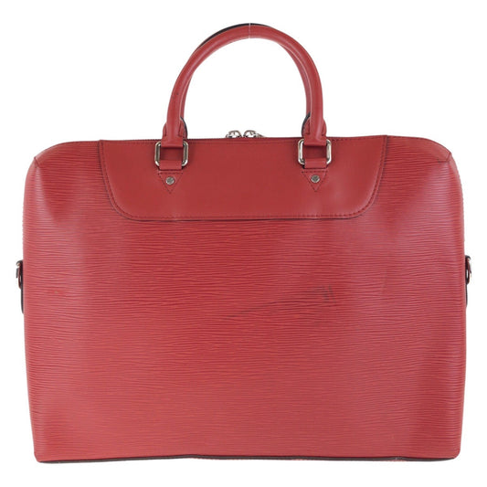 LOUIS VUITTON Business bag leather Castilian Red SilverMetal Business bag Briefcase 2way Epi Porte Documan Jules mens Used Authentic