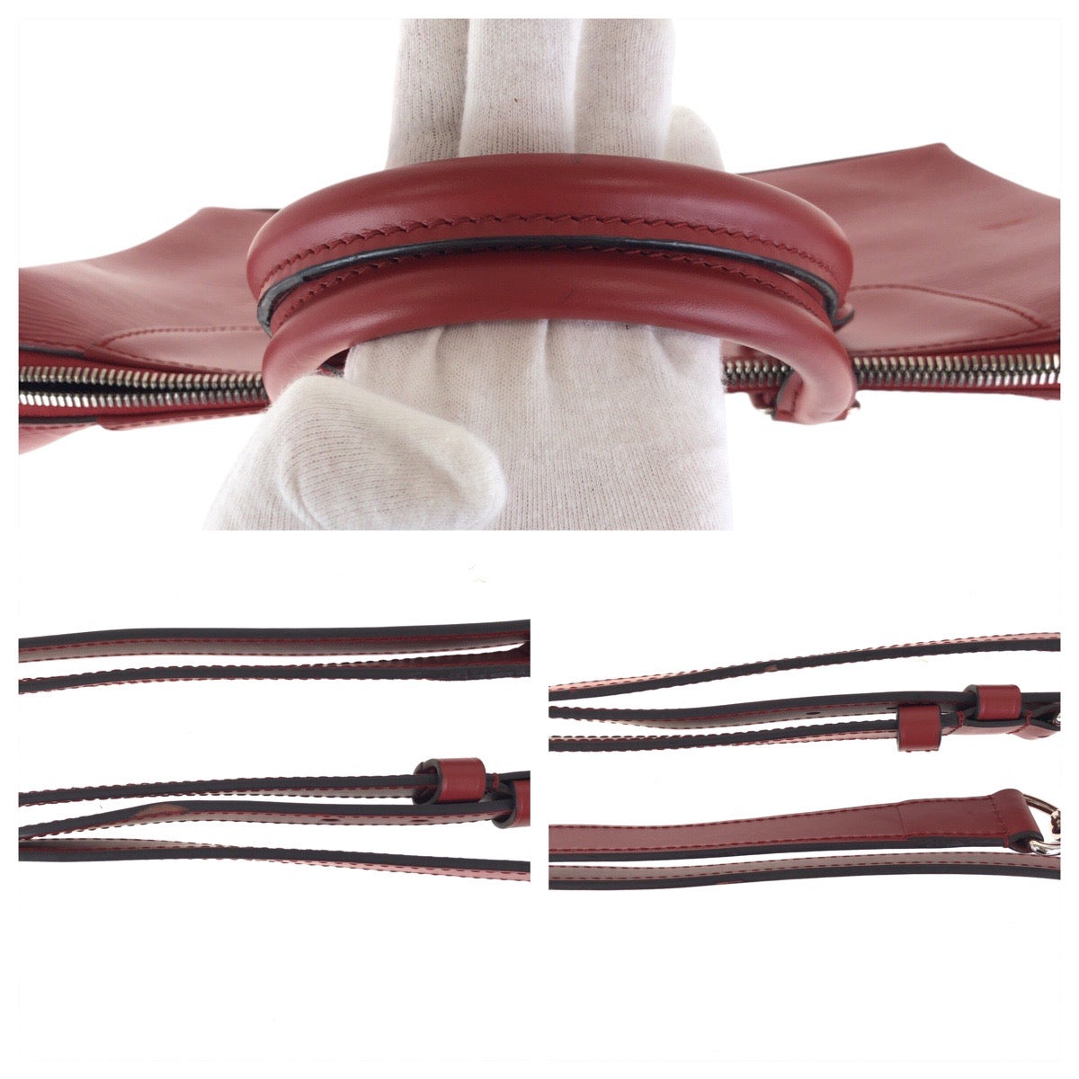 LOUIS VUITTON Business bag leather Castilian Red SilverMetal Business bag Briefcase 2way Epi Porte Documan Jules mens Used Authentic
