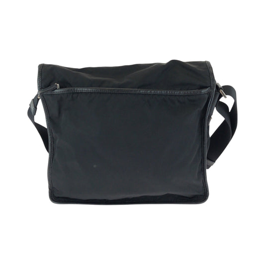 PRADA Shoulder Bag V158 Nylon Black SilverMetal Shoulder Bag Messenger bag Test Triangle With logo mens Used Authentic