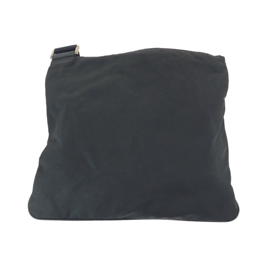 PRADA Shoulder Bag Nylon Black SilverMetal Shoulder Bag Sacoche Test Triangle With logo Women Used Authentic