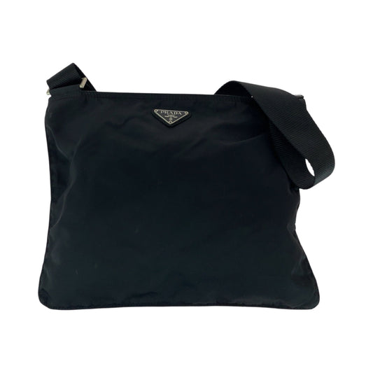 PRADA Shoulder Bag Nylon Black SilverMetal Shoulder Bag Sacoche Test Triangle With logo Women Used Authentic