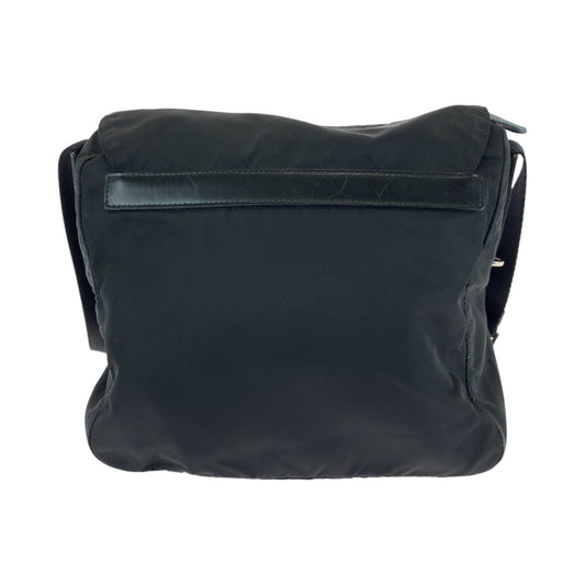 PRADA Shoulder Bag Nylon Black SilverMetal Shoulder Bag pochette Test Triangle With logo mens Used Authentic