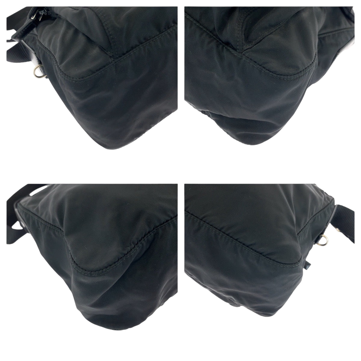 PRADA Shoulder Bag Nylon Black SilverMetal Shoulder Bag pochette Test Triangle With logo mens Used Authentic