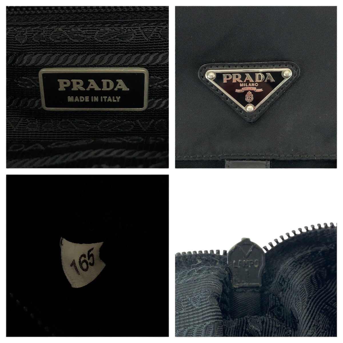 PRADA Shoulder Bag Nylon Black SilverMetal Shoulder Bag pochette Test Triangle With logo mens Used Authentic