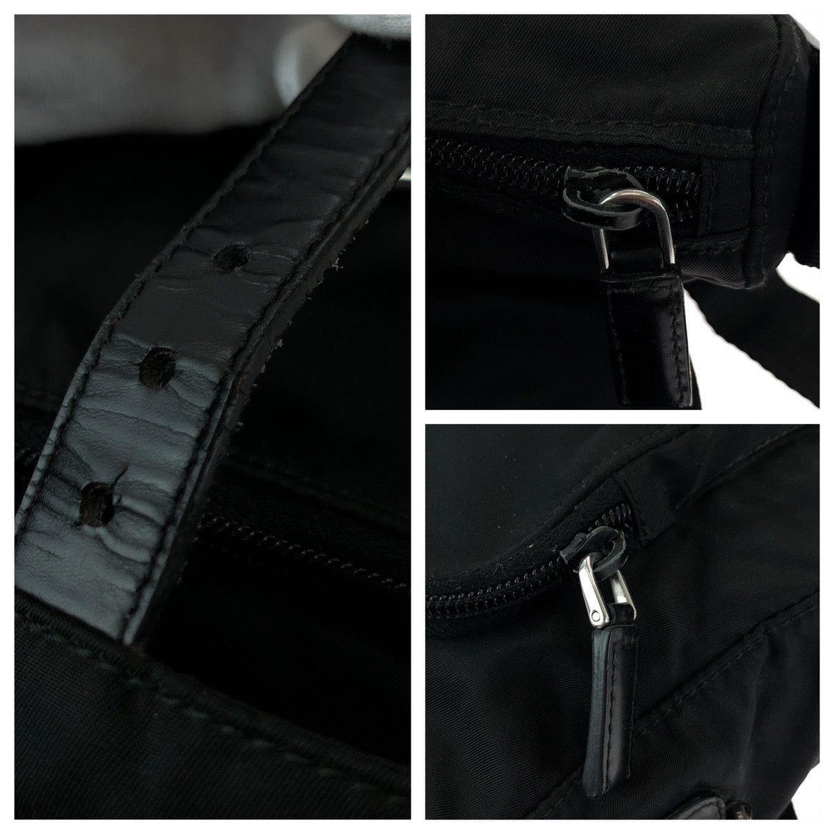 PRADA Shoulder Bag Nylon Black SilverMetal Shoulder Bag pochette Test Triangle With logo mens Used Authentic