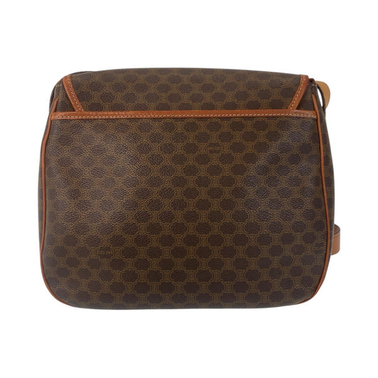 CELINE Shoulder Bag JMB11 PVC, Leather Brown Gold Metal Shoulder Bag Messenger bag Macadam Circle Logo Metal Women Used Authentic