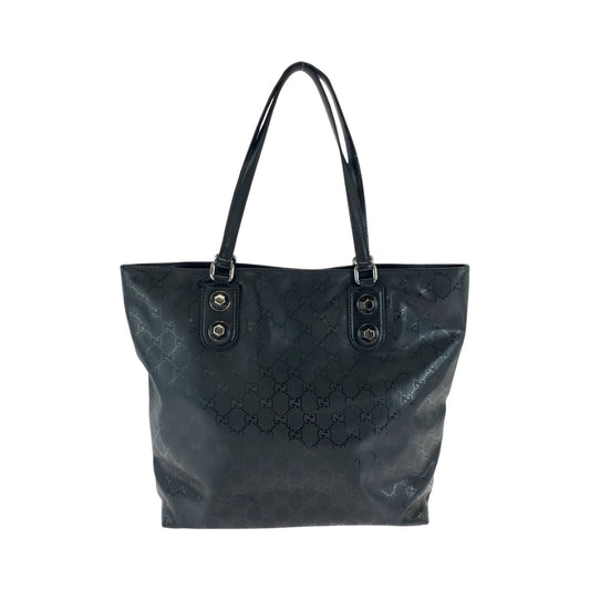 GUCCI Tote Bag 229848 PVC Black SilverMetal Tote Bag Shoulder Bag GG implementation mens Used Authentic