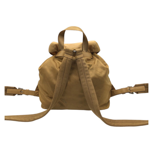 PRADA Backpack Nylon Brown camel silver Test Triangular logo