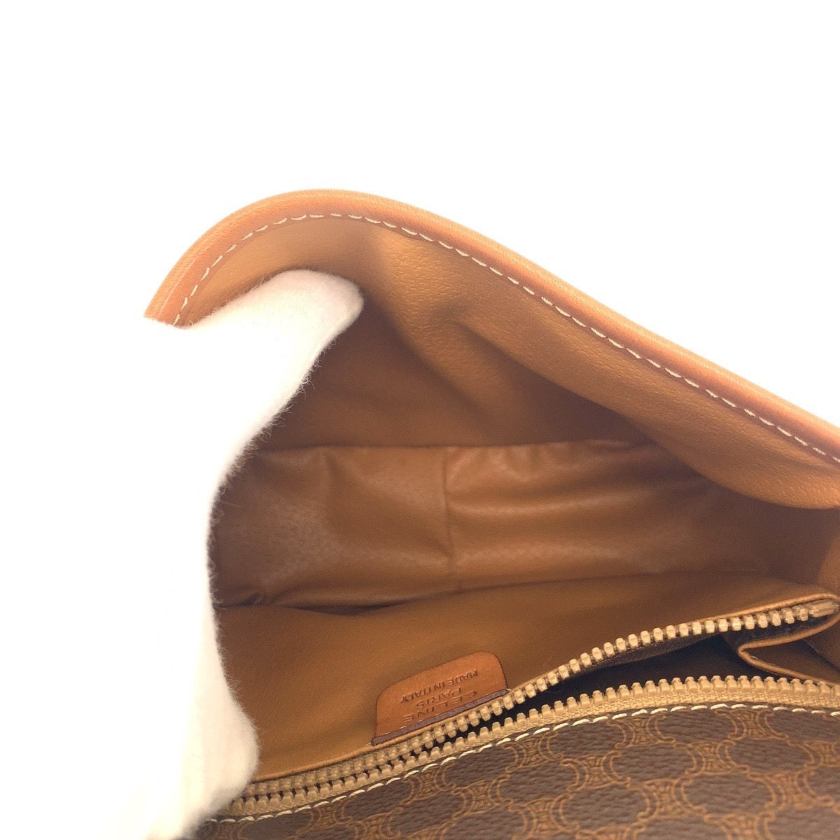 CELINE Shoulder Bag PVC, Leather Brown Gold Metal Shoulder Bag pochette Macadam Women Used Authentic