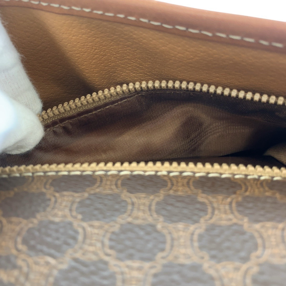 CELINE Shoulder Bag PVC, Leather Brown Gold Metal Shoulder Bag pochette Macadam Women Used Authentic