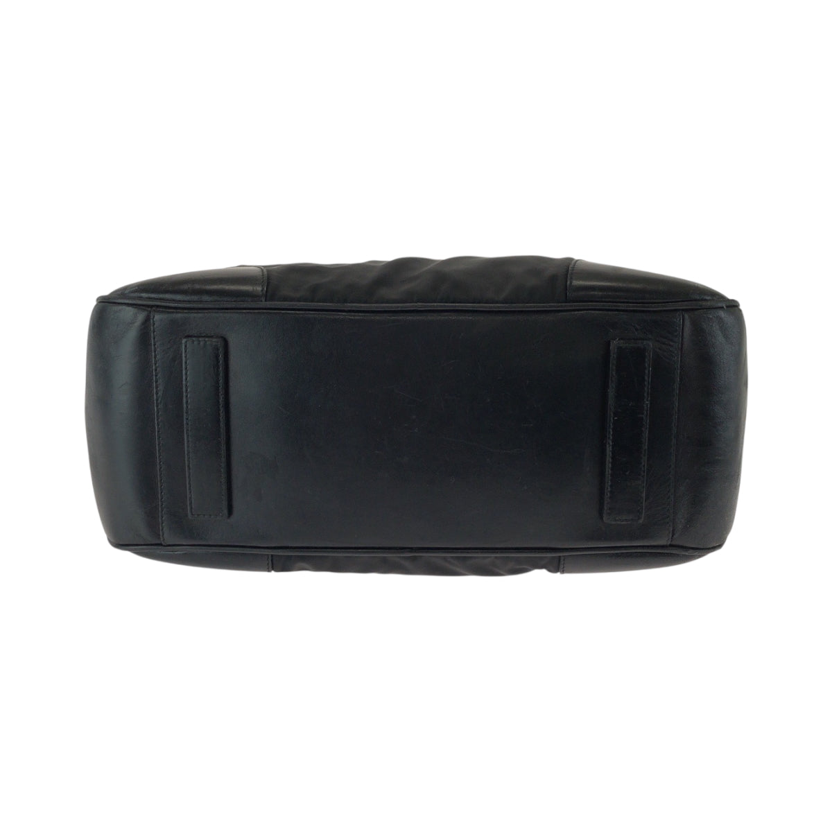 PRADA Tote Bag Nylon Black SilverMetal Tote Bag Shoulder Bag Test Triangle With logo Women Used Authentic