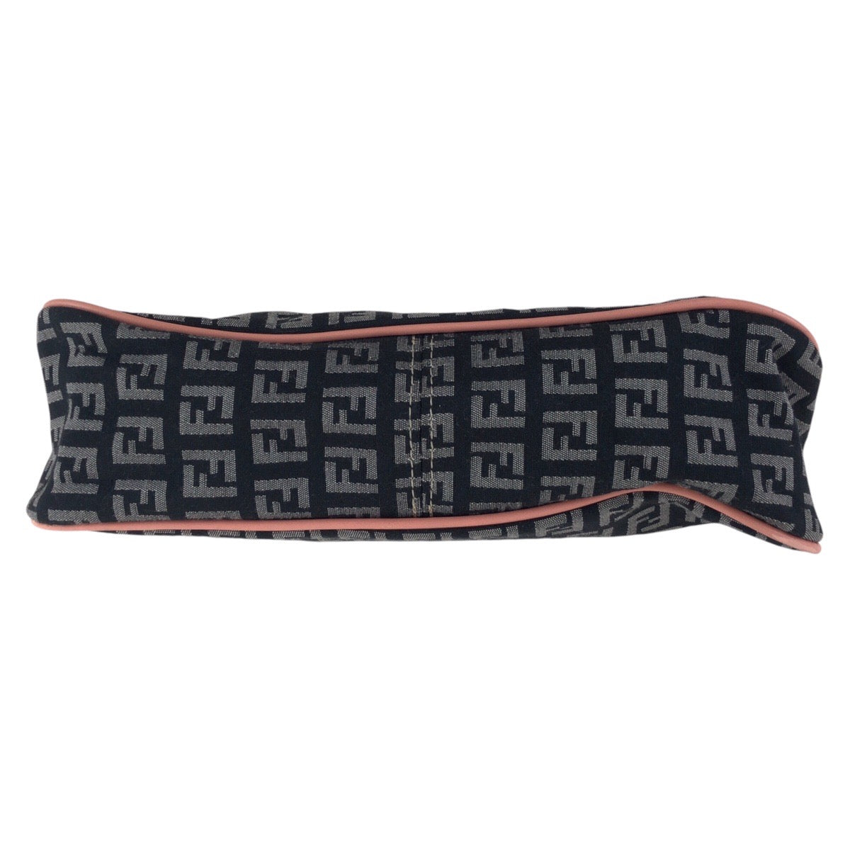 FENDI Shoulder Bag Canvas, Leather Black Pink Gold Metal Shoulder Bag Zucchino Women Used Authentic