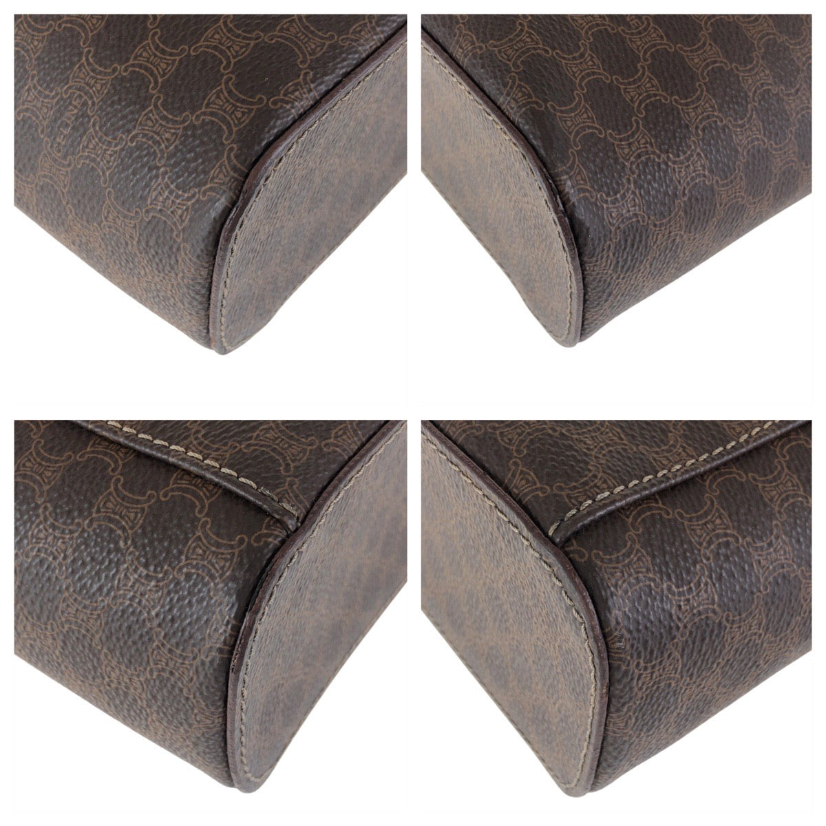 CELINE Handbag M93 PVC, Leather Brown Gold Metal Handbag vanity bag Macadam Women Used Authentic