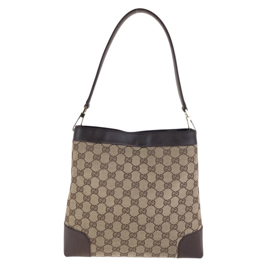 GUCCI Shoulder Bag 001 4231 GG canvas, leather Brown Gold Metal Women Used Authentic