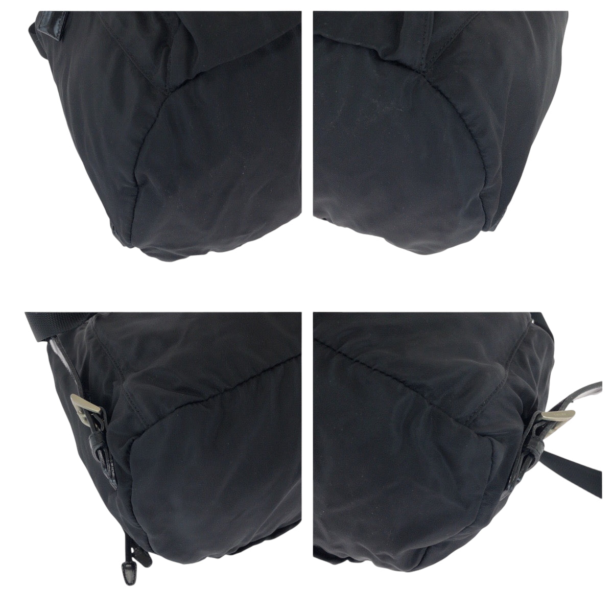 PRADA Backpack BZ5827 Nylon Black SilverMetal Backpack Backpack Test Triangle With logo Women Used Authentic