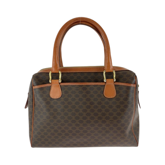 CELINE Handbag PVC Brown Gold Metal Handbag Macadam Women Used Authentic