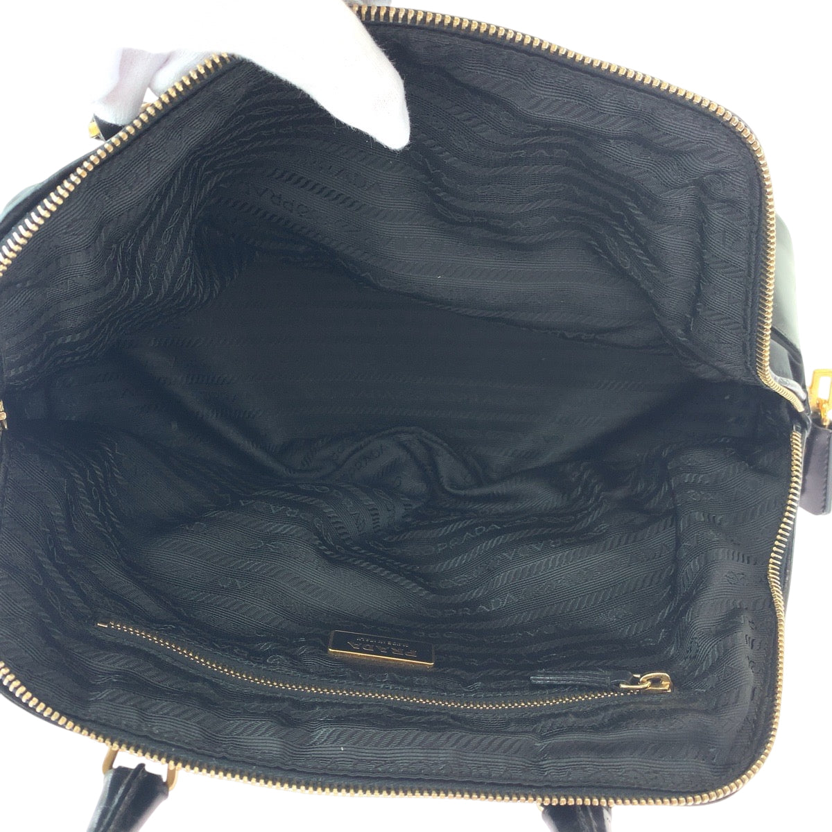 PRADA Handbag Nylon Black GoldMetal Handbag Tote Bag Shoulder Bag Test Triangle With logo Women Used Authentic