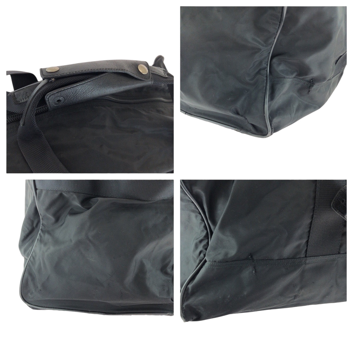 PRADA Boston Duffel bag Nylon Black SilverMetal Boston Duffel bag Handbag Test Triangle With logo mens Used Authentic
