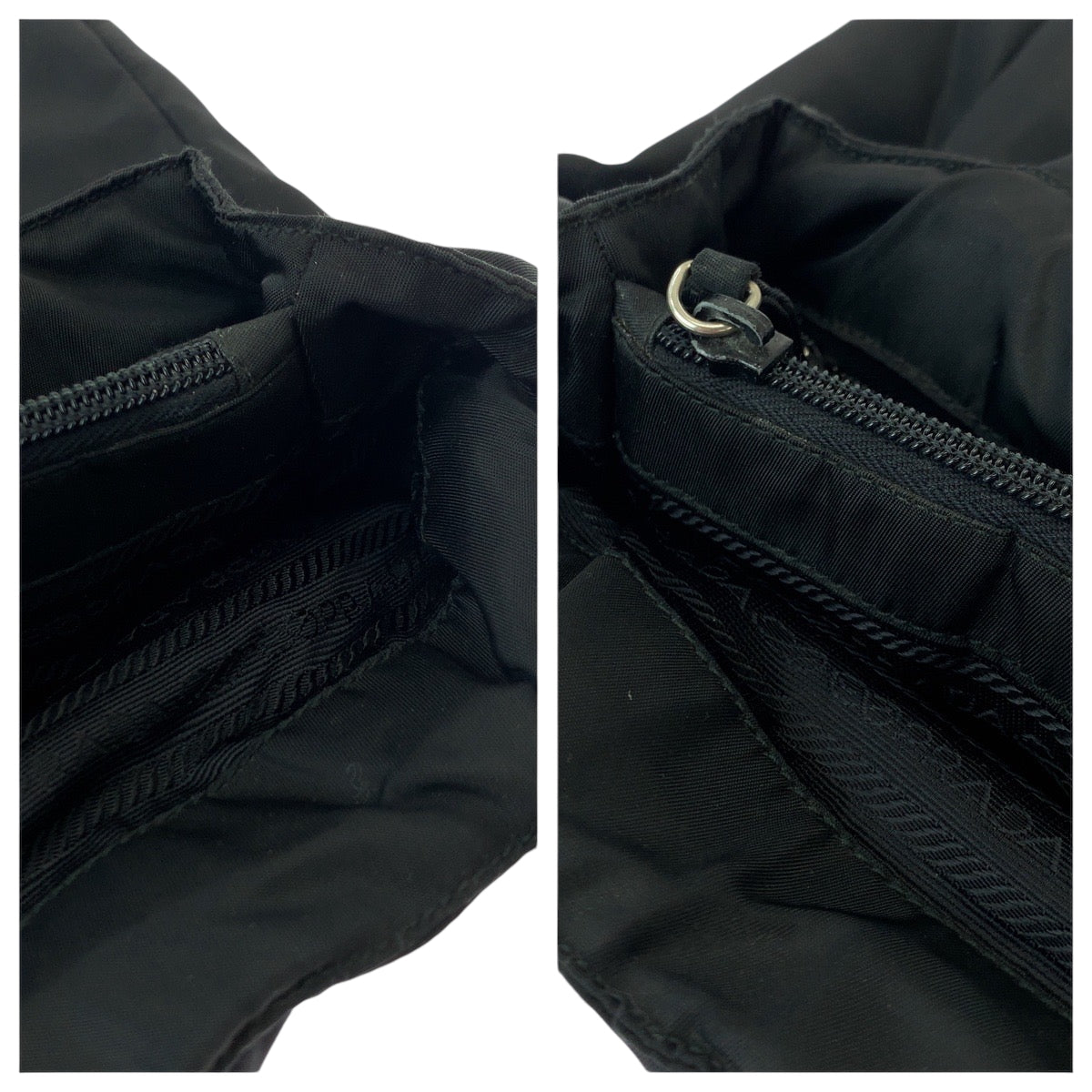 PRADA Tote Bag Nylon Black SilverMetal Tote Bag Handbag Shoulder Bag Test Triangle With logo Women Used Authentic
