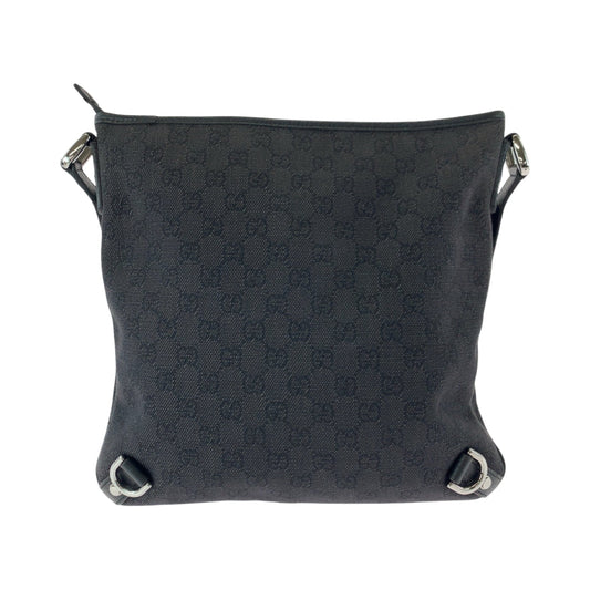 GUCCI Shoulder Bag 268642 GG canvas Black SilverMetal Shoulder Bag pochette Abbey Women Used Authentic