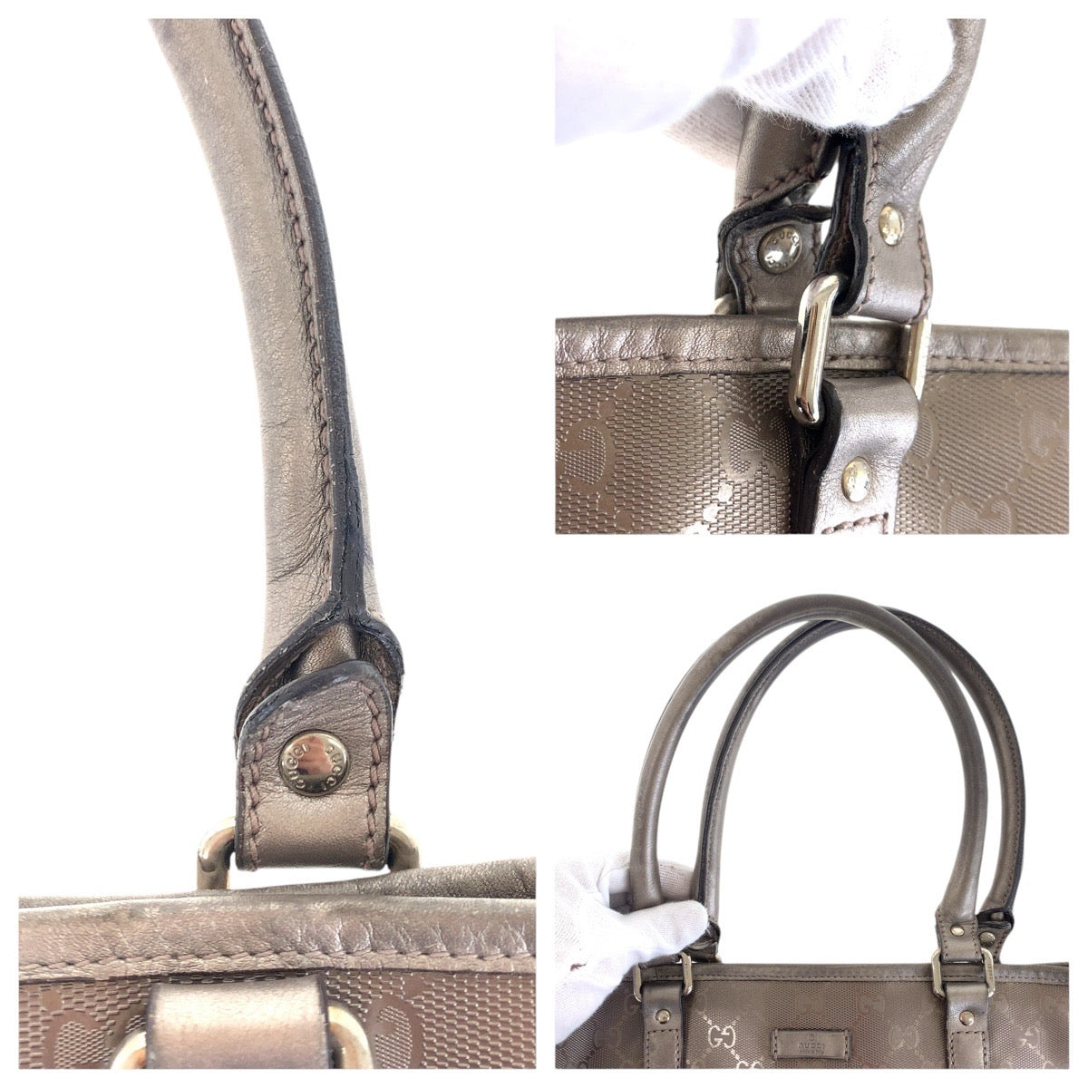 GUCCI Tote Bag 223668 GG canvas, leather Brown Silver Metal Tote Bag Shoulder Bag GG implementation GG implementation Women(Unisex) Used Authentic