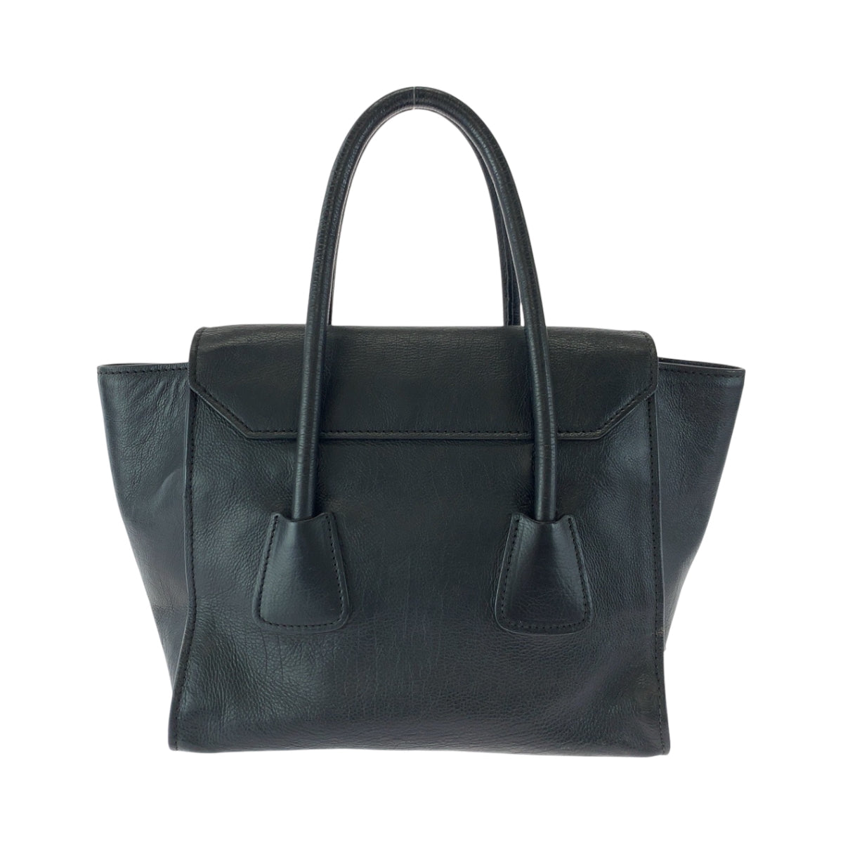PRADA Handbag BN2665 leather Black SilverMetal Handbag Tote Bag Women Used Authentic