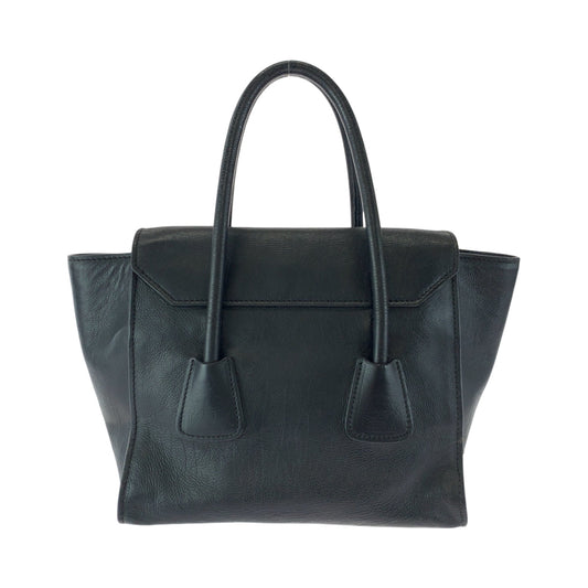 PRADA Handbag BN2665 leather Black SilverMetal Handbag Tote Bag Women Used Authentic