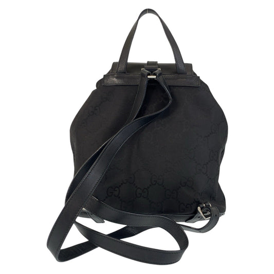 GUCCI Backpack 003 0245 Nylon, Leather Black SilverMetal Backpack Jackie GG pattern Women Used Authentic