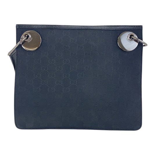 GUCCI Shoulder Bag 120841 GG canvas, leather Black SilverMetal Crossbody Shoulder Bag Women Used Authentic