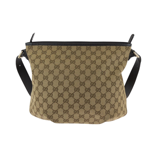 GUCCI Shoulder Bag 388930 GG canvas Dark Brown Gold Metal Shoulder Bag Crossbody Women Used Authentic