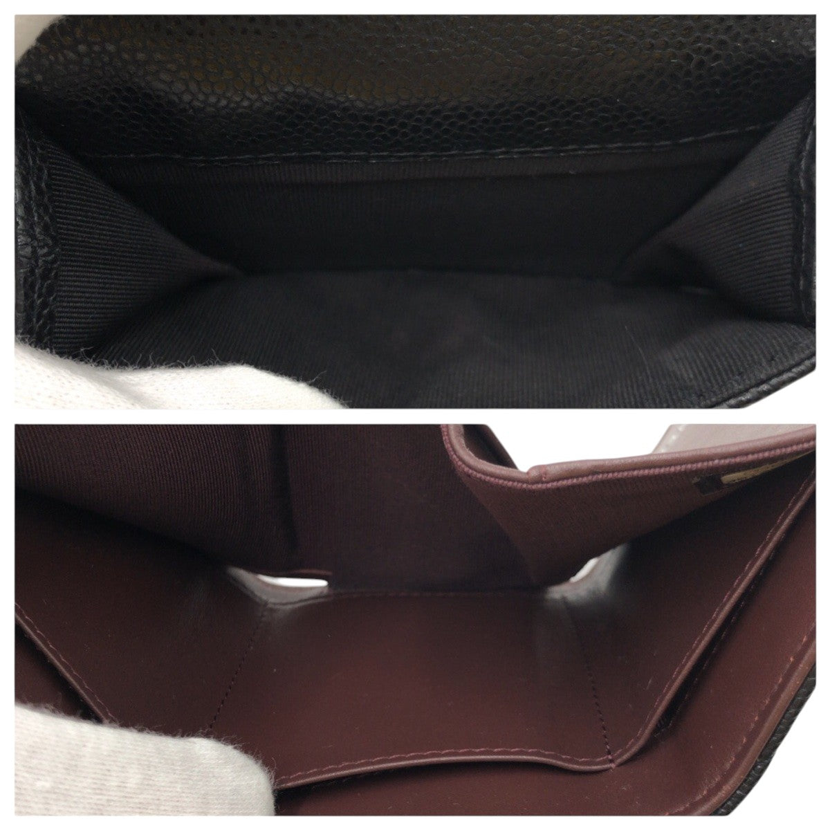 CHANEL Tri-fold wallet leather Black black Tri-fold wallet Compact wallet Matrasse COCO Mark Women Used Authentic